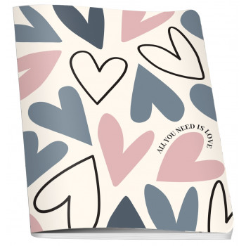 Sveska A5 HEARTS, 60 listova na kvadratiće 