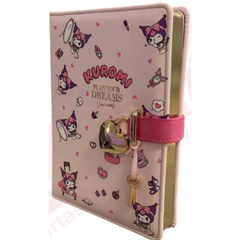 Notes KUROMI sa ključićem- LILA  13 x 18 cm 