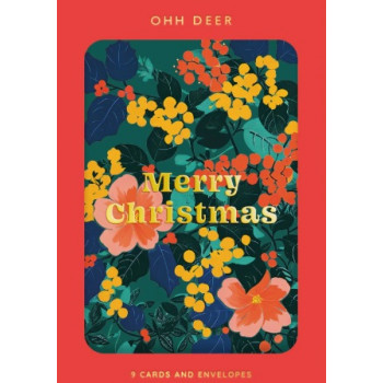 Set devet novogodišnjih i božićnih čestitki FESTIVE FLORAL 