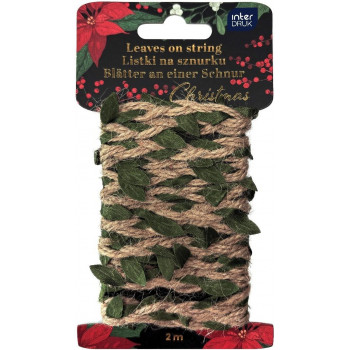 Novogodišnja ukrasna vrpca sa lišćem 2m 