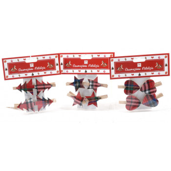 Štipaljke NOVA GODINA - TARTAN, 4kom (Više vrsta) 