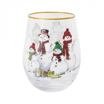 SNOWMEN STEMLESS GLASS 