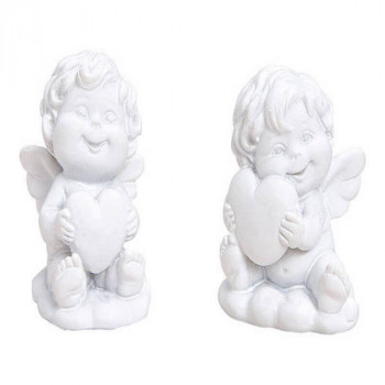 Angel with heart poly white 2-ass, 3x3x3cm 