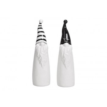 Santa ceramic white, black 2-ass, 7x24x7cm 
