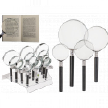 MAGNIFYING GLASS, 4 SIZES ASSORTED, 36 PCS. PER DISPLAY 