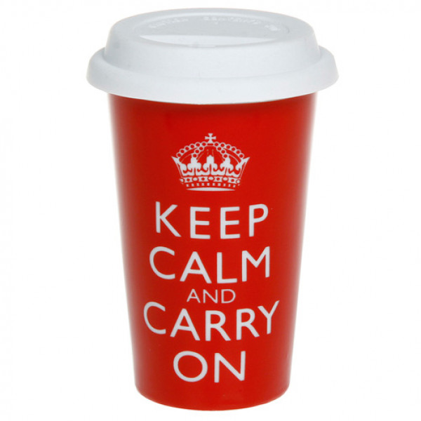 COFFEE TO GO MUG KEEP CALM AND CARRY ON 