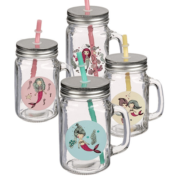 Čaša MERMAID VINTAGE JAR WITH HANDLEMETAL LID 