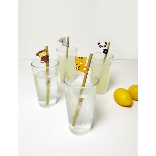 Slamčice od bambusa - 4 kom - ANIMAL BAMBOO STRAWS 