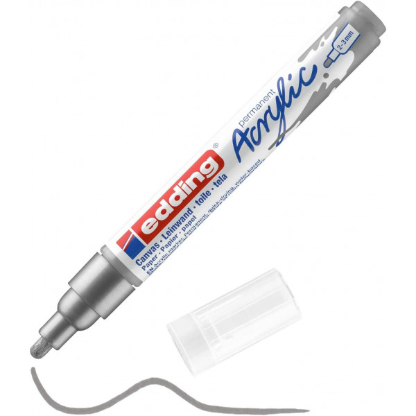 AKRILNI MARKER E-5100 MEDIUM 2-3MM OBLI VRH EDDING SREBRNA 
