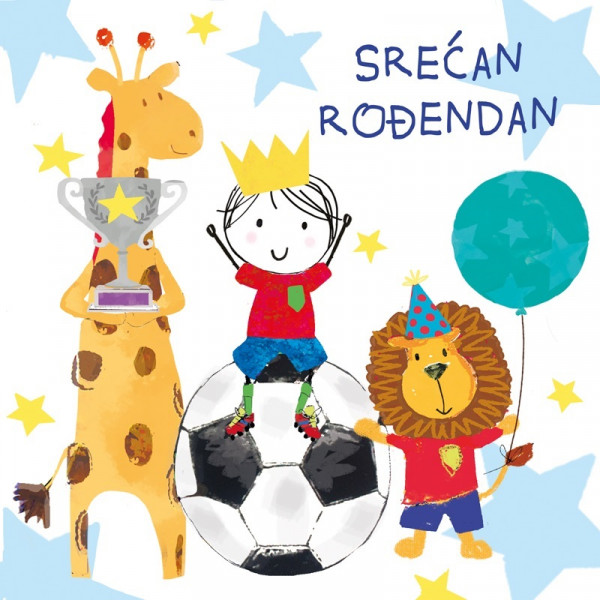 Čestitka SREĆAN ROĐENDAN -ZIRAFA DECAK LAV 