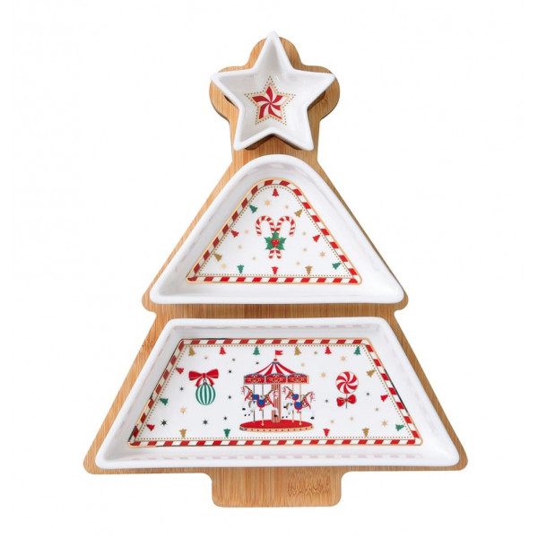 Set činija na tacni CHRISTMAS WONDERLAND 21x25cm 