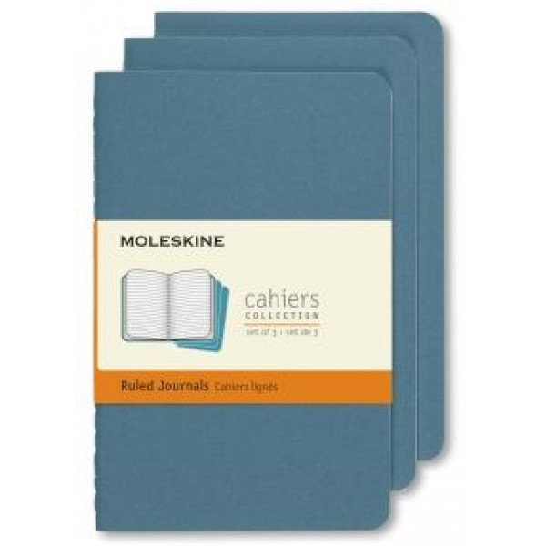 MOLESKINE set tri džepne beležnice na linije BRISK BLUE 