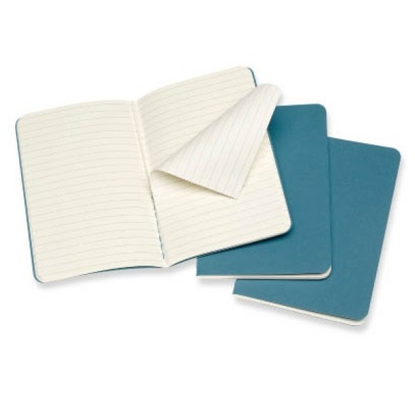 MOLESKINE set tri džepne beležnice na linije BRISK BLUE 