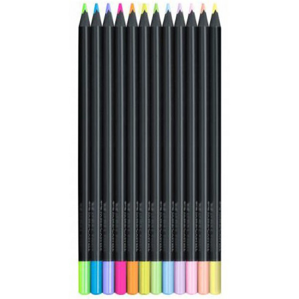 Drvene bojice FABER CASTELL BLACK EDITION PASTEL+NEON 1/12 