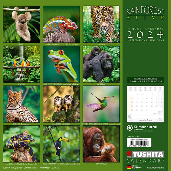 Zidni kalendar RAINFOREST ALIVE 2024 