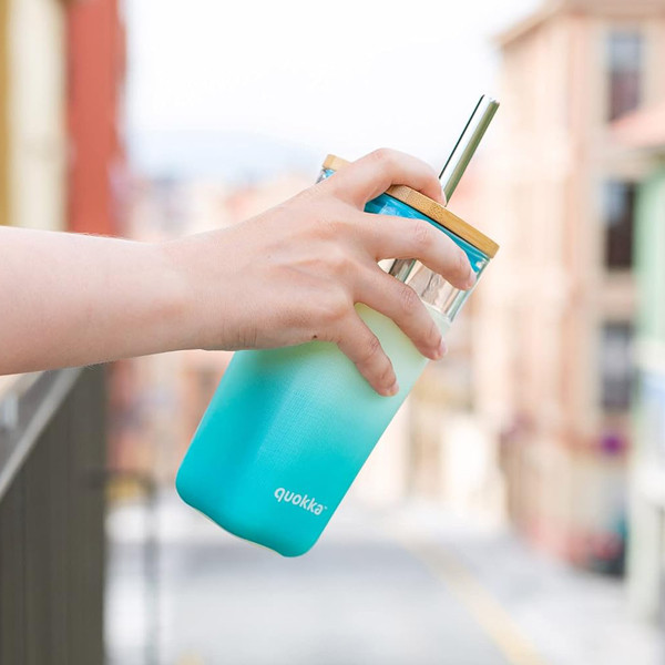Staklena čaša sa slamčicom QUOKKA AZUR - 540ml 
