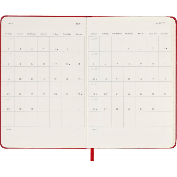 Planer MOLESKINE 2024 Scarlet Red 9x14cm (tvrde korice) 