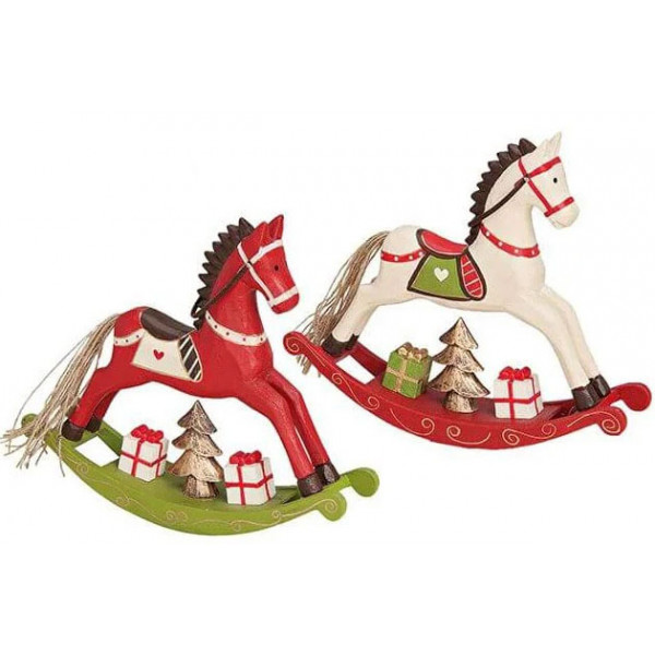 Novogodišnja figura KONJIĆ SA POKLONIMA 21CM / 2 VRSTE 