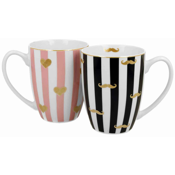 Set dve CRNO/ROZE PRUGE šolje  u kutiji 