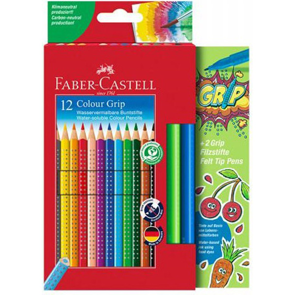 FABER CASTELL drvene bojice grip 12 + 2 markera 