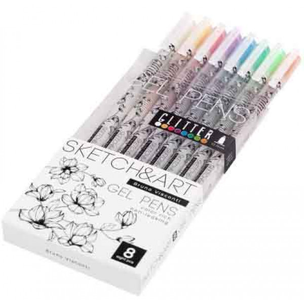 Gel pen SKETCH&ART, 8 kom, 1.0mm GLITTER 