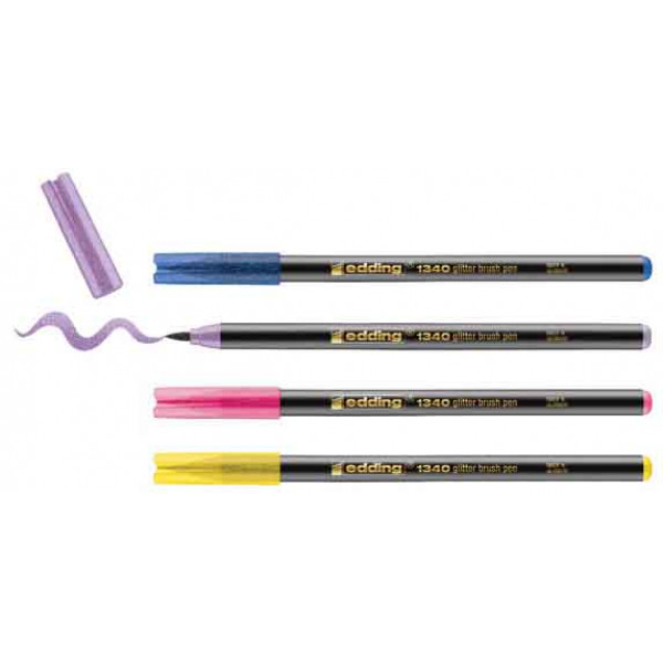 BRUSH FLOMASTERI E-1340, 1-6 MM GLITTER SET 1/4 EDDING SORTIRANO 