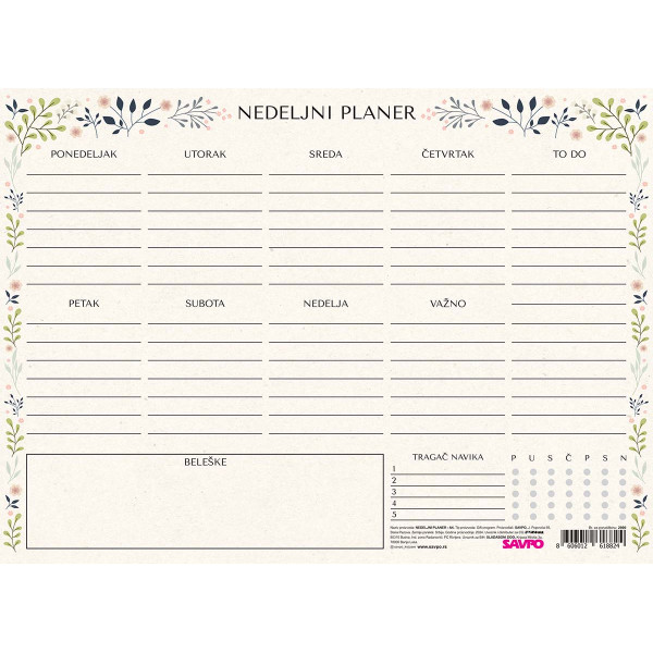 Nedeljni planer A4, 60L (dva motiva) 