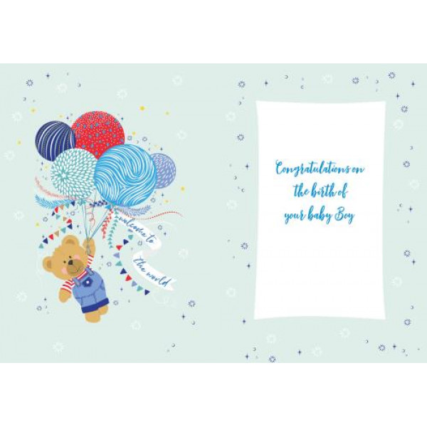Čestitka za rođenje deteta TEDDY & BALLOONS 