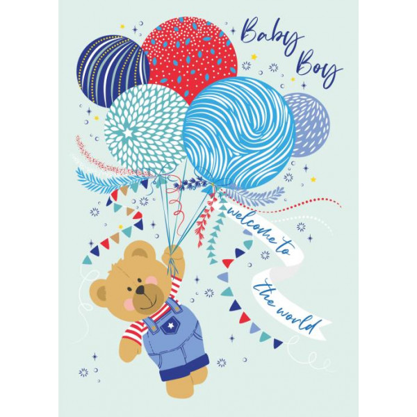 Čestitka za rođenje deteta TEDDY & BALLOONS 