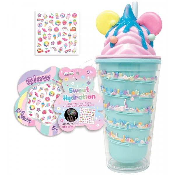 Plastična čaša sa stikerima SWEET HYDRATION - PLAVA 