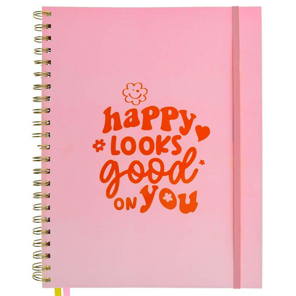 Notes sa spiralom A4 na linije HAPPY LOOKS GOOD ON YOU 
