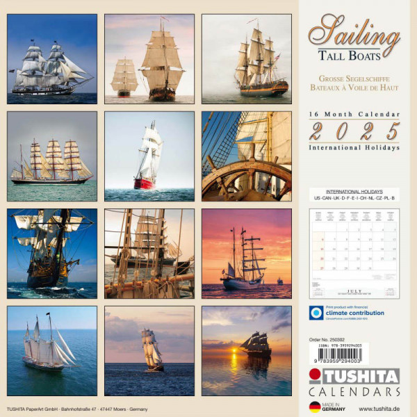 Zidni kalendar SAILING TALL BOATS 2025 