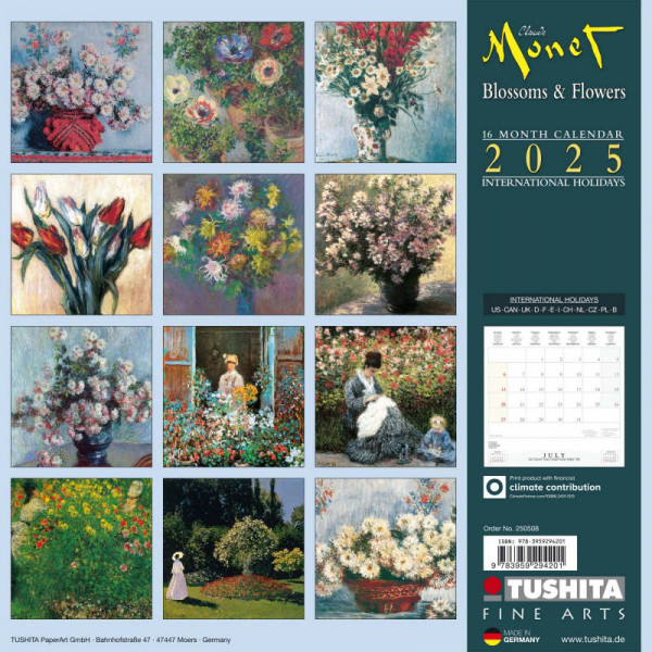 Zidni kalendar CLAUDE MONET - BLOSSOMS & FLOWERS 2025 