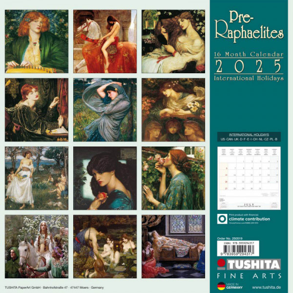Zidni kalendar PRE-RAPHAELITES 2025 