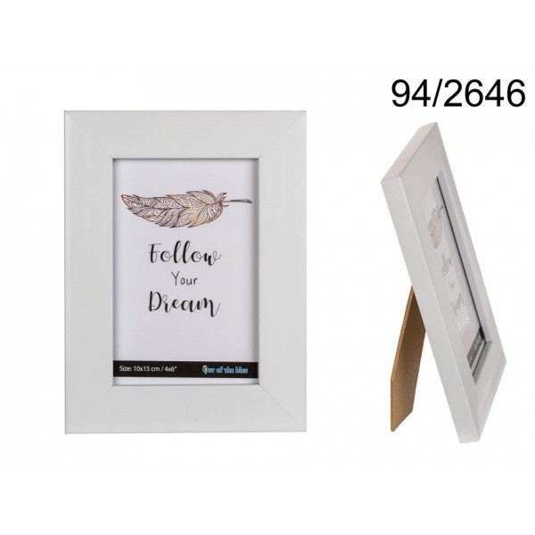 White plastic photo frame, Pure, 10 x 15 cm 