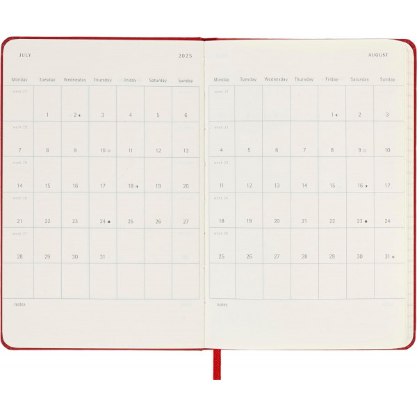 MOLESKINE datumirani planer 2025 TP CRVENI 9x14cm 