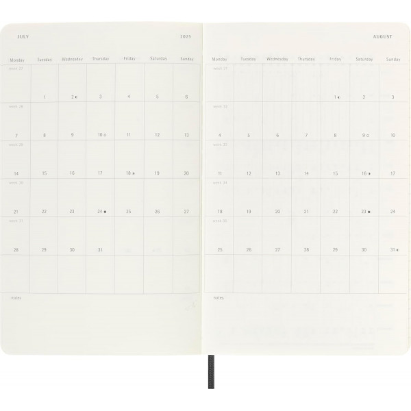 MOLESKINE datumirani nedeljni planer MP 2025 CRNI 13x21cm 