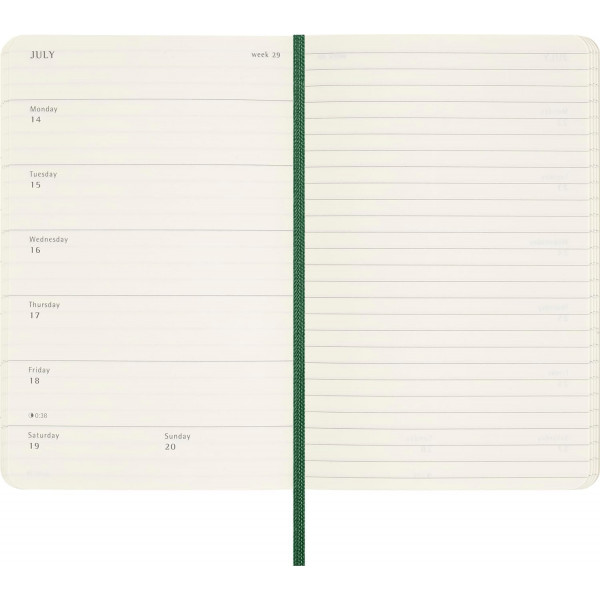 MOLESKINE datumirani nedeljni planer 2025 MP ZELENI 9x14cm 