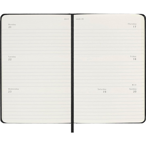 MOLESKINE datumirani nedeljni planer 2025 TP CRNI 9x14cm 