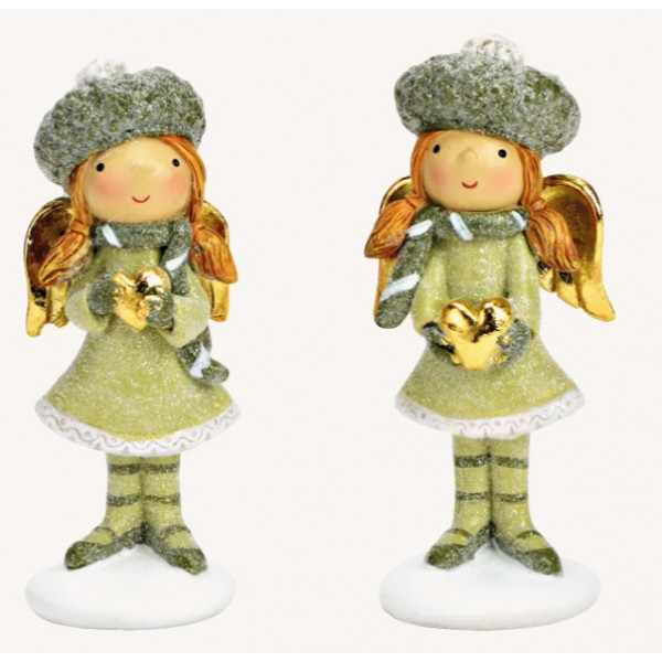 Novogodišnja figura ANĐEO SA SRCEM 11cm (više vrsta) 