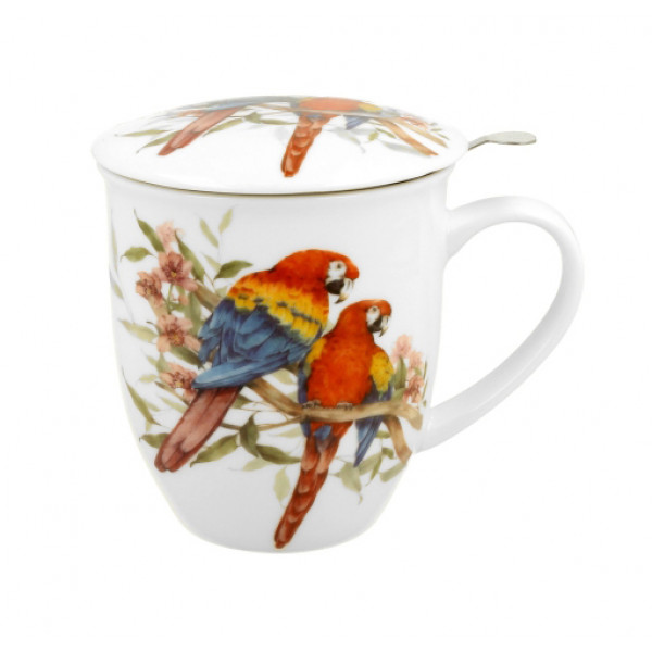 Šolja za čaj sa infuzerom BIRD'S WORLD - SCARLET MACAWS 400ml 
