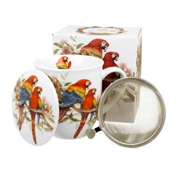Šolja za čaj sa infuzerom BIRD'S WORLD - SCARLET MACAWS 400ml 