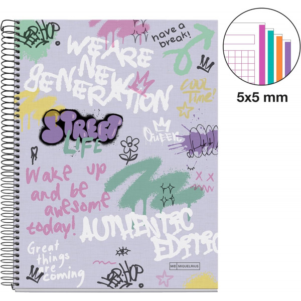 Notes A4 MIQUELRIUS Wake up, 120 listova na kvadratiće 