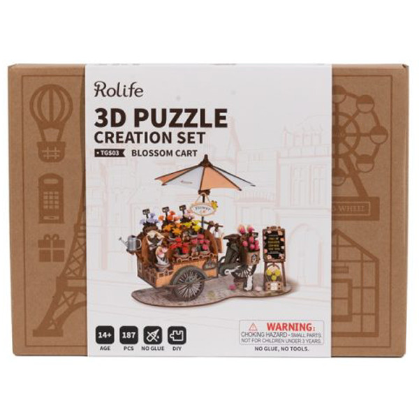 3D drvene puzzle KOLICA CVEĆA 
