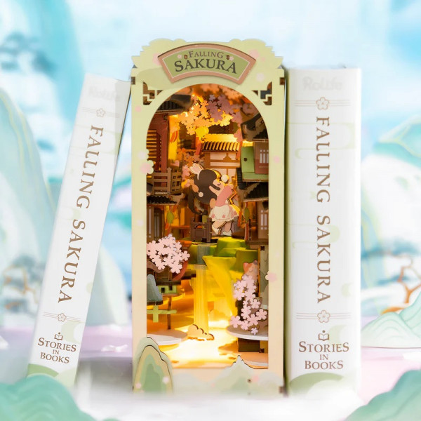 3D drvene puzzle/držač za knjige FALLING SAKURA 