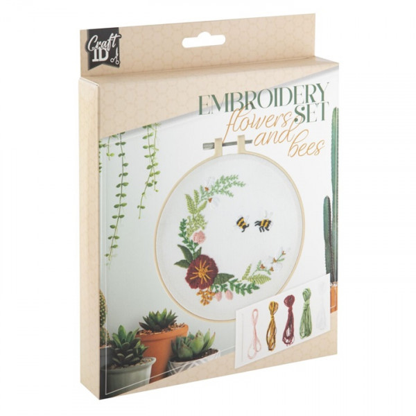 Komplet za vez FLOWERS AND BEES 15 cm 