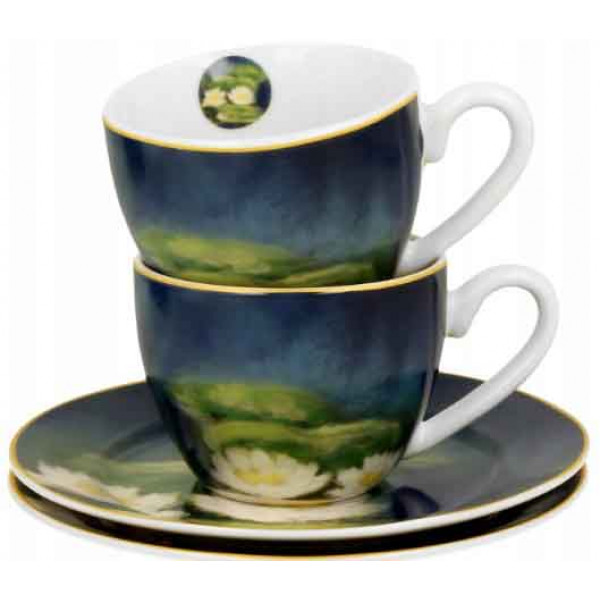 Set dve espreso šolje sa tacnama NENUFARS - C. MONET 