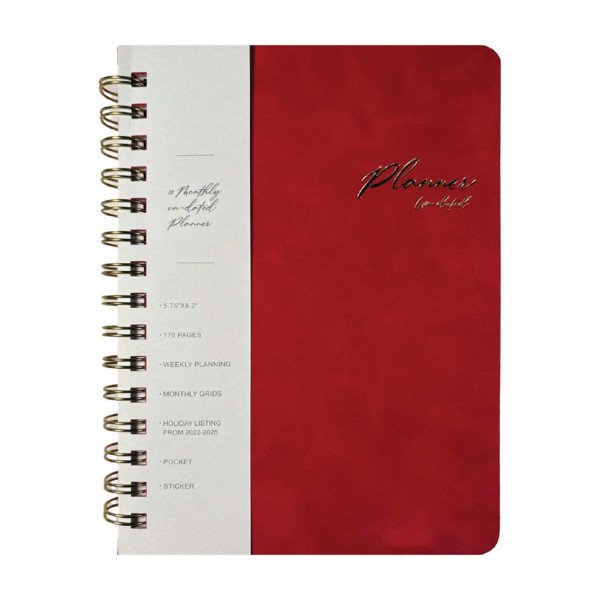Nedatumirani planer A5 VEGAN LEATHER - Red 