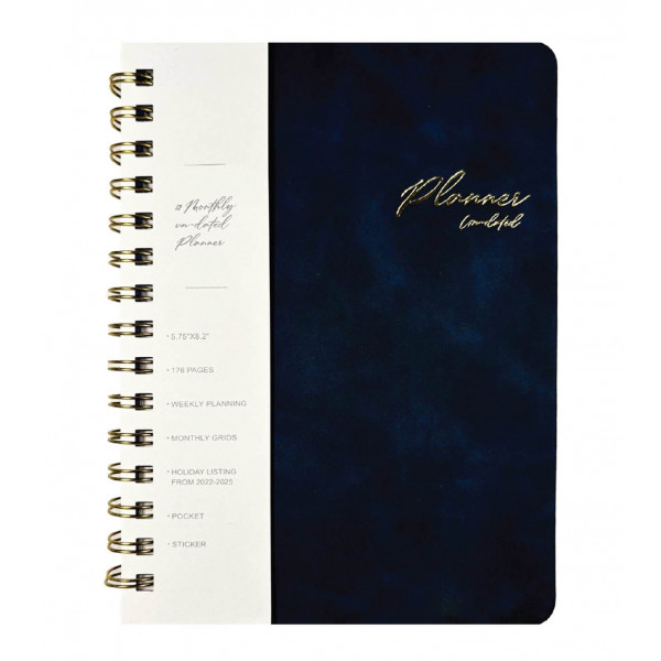 Nedatumirani planer A5 VEGAN LEATHER - Navy 