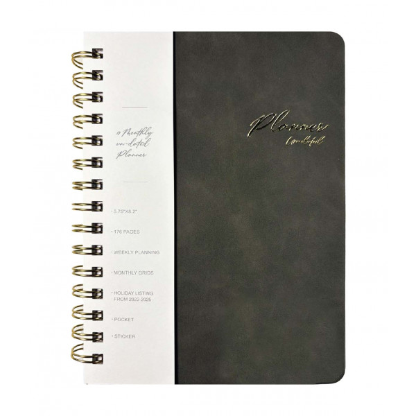 Nedatumirani planer A5 VEGAN LEATHER - Gray 